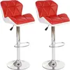 Two red and white bar stools with chrome bases and adjustable height. Anteprima dell’immagine prodotto