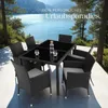 An outdoor dining set for 6 people is set up on a patio overlooking a lake. Náhled obrázku produktu