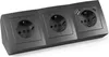 A black power strip with three outlets and two USB ports. Produktbild-Vorschau