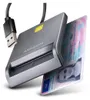 A close-up studio shot of a USB chip card reader with a Czech Republic ID card inserted. Podgląd zdjęcia produktu