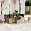 7-tlg. Garten-Sofagarnitur mit Kissen Grau Poly Rattan Produktbild-Vorschau 2