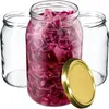 Three glass jars, one filled with red cabbage, and a gold lid are arranged on a white background. Anteprima dell’immagine prodotto
