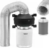 A product shot of an air filtration system with a fan, carbon filter, and flexible ducting, presented on a white background. Náhľad obrázku produktu