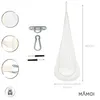 A white hanging pod chair with its accessories and dimensions shown against a white background. Náhľad obrázku produktu