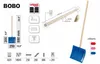 A product information sheet for a blue snow shovel with a wooden handle, showing dimensions, features, and color options. Anteprima dell’immagine prodotto