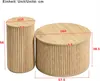 Two round tables of different sizes are shown with dimensions indicated. Voir les images du produit