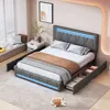 Letto imbottito 140x200cm con testata contenitore e LED, Anteprima dell’immagine prodotto 5
