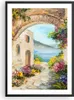 Gerahmtes Poster - Schwarzer Rahmen - Haus Santorini Blumen Produktbild-Vorschau 1