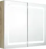 Mobiletto per specchio da bagno bianco e rovere 80 x 12 x Anteprima dell’immagine prodotto 1