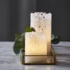 LED Stumpenkerze 'Clary' - Echtwachs - Spitzenmuster - warmweiße Flamme - H: 15cm - Timer - weiß Produktbild-Vorschau