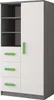 A studio shot of a children's bookshelf with drawers and a door. Produktbild-Vorschau