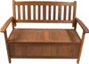 A wooden garden bench with storage. Produktbild-Vorschau
