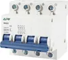 A white four-pole circuit breaker with blue switches. Produktbild-Vorschau