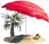 A beach scene with a red umbrella, a palm tree, a towel, sunglasses, flip-flops, a starfish, and a beach ball on the sand. Produktbild-Vorschau