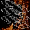 Several metal grill baskets are arranged vertically against a background of flames. Náhled obrázku produktu