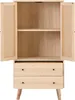 An open wooden cabinet with cane doors, two drawers, and legs, shown against a white background. Anteprima dell’immagine prodotto