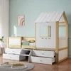 MODFU Kinderbett 90x200cm mit 4 Schubladen, Hausbett Produktbild-Vorschau 5