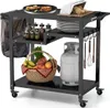 Chariot de barbecue extérieur avec trois étagères, 4 roues Voir les images du produit 3