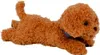 A plush toy dog lying down on a white background. Produktbild-Vorschau