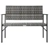 The Living Store Gartenbank 2-Sitzer Grau Poly Rattan Produktbild-Vorschau 3