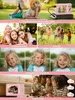 Collage of images showing a pink digital camera and children using it in various settings. Produktbild-Vorschau