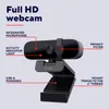 A diagram of a black webcam with labels pointing to its features. Náhľad obrázku produktu