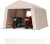 A portable garage tent with two motorcycles inside, shown on a white background. Anteprima dell’immagine prodotto