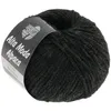 A ball of dark gray yarn with a label wrapped around it. Produktbild-Vorschau