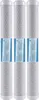 Three white cylindrical water filter cartridges are arranged vertically in a row against a white background. Produktbild-Vorschau