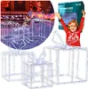 A collage showing illuminated gift box decorations in the snow and a child posing with a product box. Podgląd zdjęcia produktu