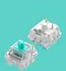 Two mechanical keyboard switches are shown against a teal background. Produktbild-Vorschau