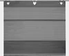 A close-up view of a gray roller blind with horizontal stripes and heart-shaped cutouts at the top. Produktbild-Vorschau