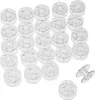 A collection of clear plastic bobbins for sewing machines, neatly arranged. Produktbild-Vorschau