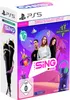 The image shows the front of a PlayStation 5 game box for 'Let's Sing 2025' which includes two microphones. Produktbild-Vorschau