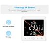 A marketing image showcasing a smart thermostat with its features highlighted. Produktbild-Vorschau