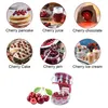 A collage of images showing different cherry-based food items and a cherry pitter tool. Náhled obrázku produktu