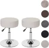 Two cream-colored adjustable stools are shown against a white background, with swatches of different fabric colors displayed to the right. Náhled obrázku produktu