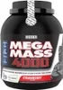 A black tub of Weider Mega Mass 4000 strawberry flavored protein powder. Náhľad obrázku produktu