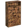 A tall, narrow shoe cabinet with a vintage wood grain finish. Produktbild-Vorschau