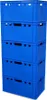 A stack of five blue plastic crates. Produktbild-Vorschau