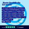 A marketing image featuring a customer testimonial about a product. Produktbild-Vorschau