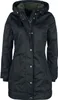 A studio shot of a black hooded parka jacket. Produktbild-Vorschau