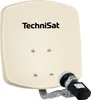 A satellite dish with a LNB and Satfinder attached, presented against a white background. Produktbild-Vorschau