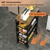 A kitchen cart with items on it, placed on a kitchen floor. Voir les images du produit