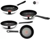 A collage of three Tefal Jamie Oliver frying pans of different sizes, shown from various angles against a white background. Logos for Jamie Oliver and Tefal are visible in the top right corner. Produktbild-Vorschau