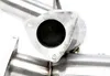 A close-up view of a metal exhaust pipe flange with a catalytic converter visible inside. Produktbild-Vorschau