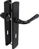 A black door handle set with a backplate and lever handle, shown against a white background. Produktbild-Vorschau