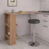 A bar table with storage shelves and a stool in a kitchen setting. Produktbild-Vorschau