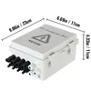 A gray PV combiner box with black connectors is shown on a white background with dimension lines and text overlays. Náhled obrázku produktu