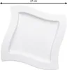 A white, wavy-edged plate is shown from a top-down perspective against a white background. A measurement line with '27 cm' is displayed above the plate. Produktbild-Vorschau